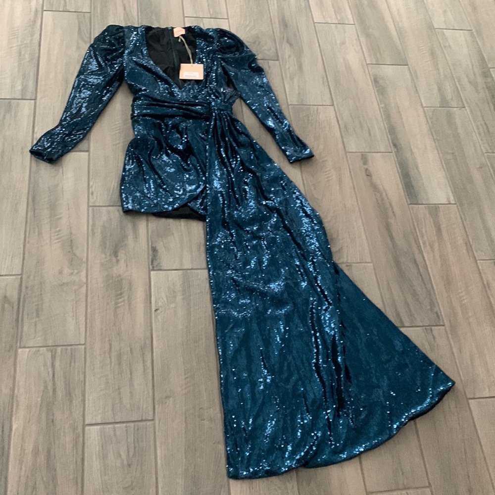 La semaine paris blue sequins dress